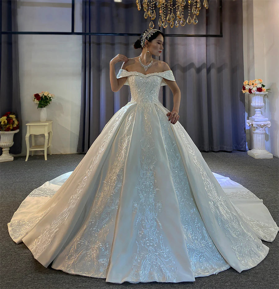 Aline Long Sleeves Satin Simple Formal Vintage Elegant Wedding Dresses –  bridalsew